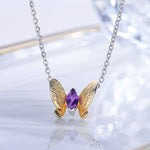 Ametyst krystal sommerfugl halskæde 1001 Smykker