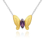 Ametyst krystal sommerfugl halskæde 1001 Smykker