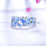 Blå blomster ring sølv