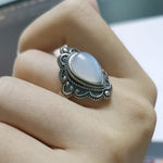 Blå månesten ring sølv kvind