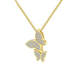 Dobbelt sommerfugle halskæde i guld 1001 Smykker