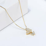 Dobbelt sommerfugle halskæde i guld 1001 Smykker