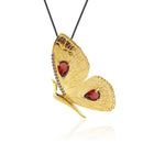 Guld granat sommerfugl halskæde 1001 Smykker