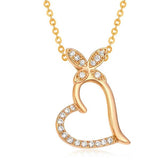 Guld hjerte sommerfugl halskæde 35 cm 1001 Smykker