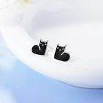 Katte øreringe sort smykke
