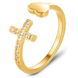 Kors hjerte ring guld