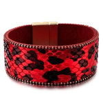 Læder armbånd kvinder rød leopard smykke