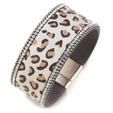 Læder armbånd kvinder hvid leopard