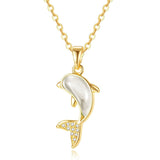 Lille delfin halskæde hvid guld