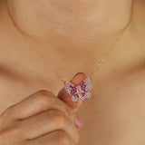 Lyserød sommerfugle halskæde 1001 Smykker