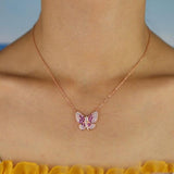 Lyserød sommerfugle halskæde 1001 Smykker