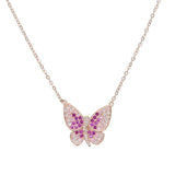 Lyserød sommerfugle halskæde 1001 Smykker