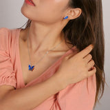 Marineblå sommerfugle halskæde 1001 Smykker