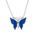 Marineblå sommerfugle halskæde Sølv 1001 Smykker