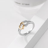 Ring med dobbelt hjerte solv guld