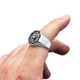Sekskantet signet ring løve herre