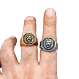 Sekskantet signet ring løve smykke