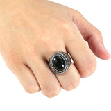 Signet ring sort onyx herre
