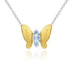 Sky Blue Topaz krystal sommerfugl halskæde 1001 Smykker