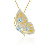 Sky Blue Topaz sommerfugl halskæde 1001 Smykker
