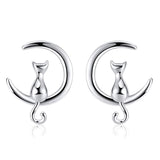 Stilfulde katte øreringe solv