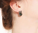 Ugle øreringe med rhinsten og smaragd