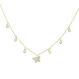 Zirkonium sommerfugl halskæde Guld / 35 + 10 cm 1001 Smykker