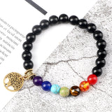 7 Chakra armbånd sort