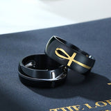 Ankh kors ring stal