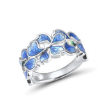 Blå blomster ring sølv