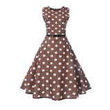 Brun prikket pin up kjole S