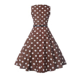 Brun prikket pin up kjole