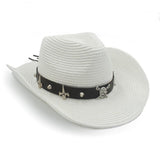 Cowboyhat med dødningehoved Hvid