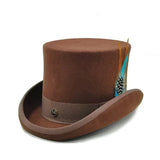 Elegant høj hat Lysebrun / S (54-55 cm)