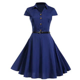 Enkel kjole i rockabilly-stil Blå / S