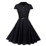 Enkel kjole i rockabilly-stil Sort / S