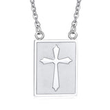 Kors halskæde firkantet sølv