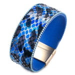 Læder armbånd kvinder blå leopard