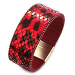 Læder armbånd kvinder rød leopard