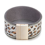 Læder armbånd kvinder hvid leopard smykke