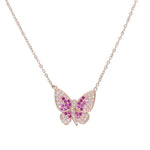 Lyserød sommerfugle halskæde 1001 Smykker
