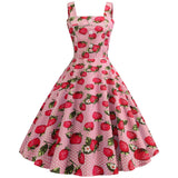 Pin-up-kjole med jordbærprint Rose / S