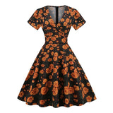 Pin up kjole orange sort S