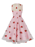 Rockabilly kjole med kirsebærprint