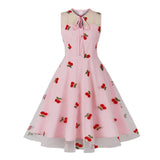 Rockabilly kjole med kirsebærprint Rose / S