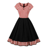 Rockabilly-kjole med tern Rød / S