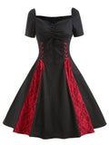 Rockabilly-punk-kjole Sort / S