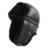 Sort læder pelshue