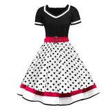 Sort prikket pin up kjole Hvid / S