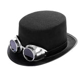 Steampunk cylinderhat Med sølvbriller / Justerbar (størrelse 54-59)